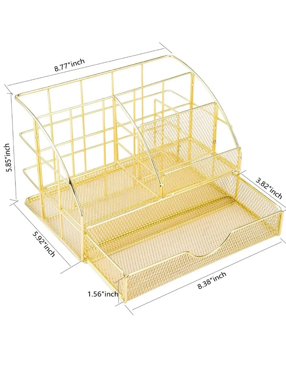 Gold Mesh Desk Organizer Caddy - Home Storage & Organization